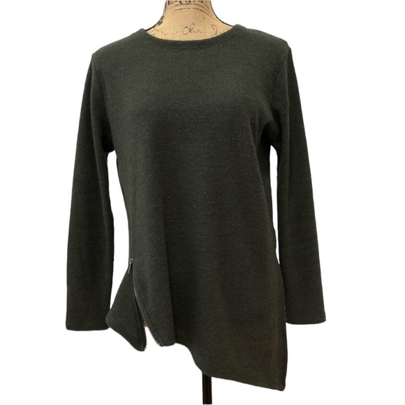 RACHAEL Rachel Roy Asymmetrical Hem Sweater Comfy Size Small Green - Picture 4 of 10